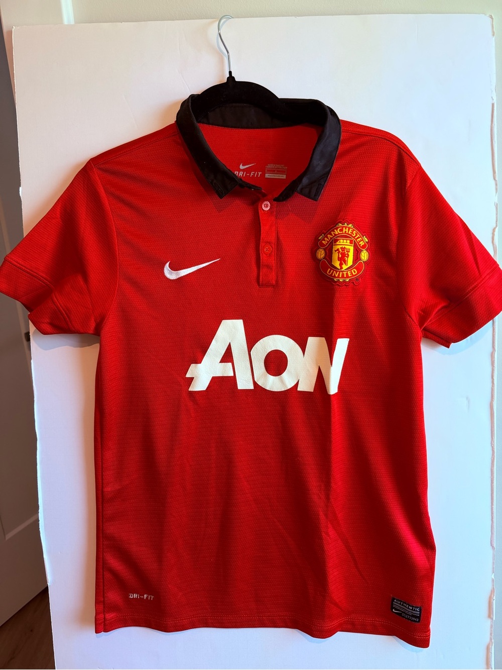 Nike Red and Black Manchester United Polo Jersey
